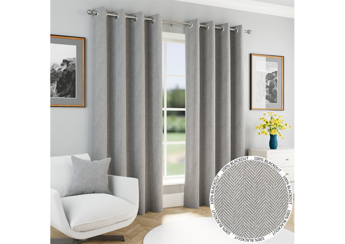 Chester (Blackout) Eyelet, Grey - Ready Made Curtains - Image 3